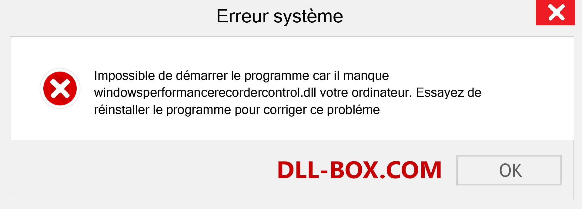 Le fichier windowsperformancerecordercontrol.dll est manquant ?. Télécharger pour Windows 7, 8, 10 - Correction de l'erreur manquante windowsperformancerecordercontrol dll sur Windows, photos, images